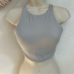 Lululemon Like a Cloud Long Line High Neck Sports Bra in Gray.